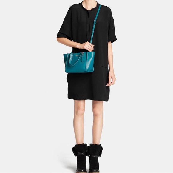 NWOT COACH Crosby Mini Carryall In Crossgrain Leather Green Gold 33996 - Picture 6 of 6